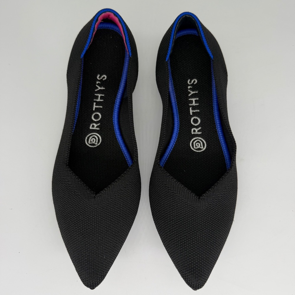 Rothy's The Point Black Solid Pointed Toe Flats W7.5 Sustainable Washable Shoes